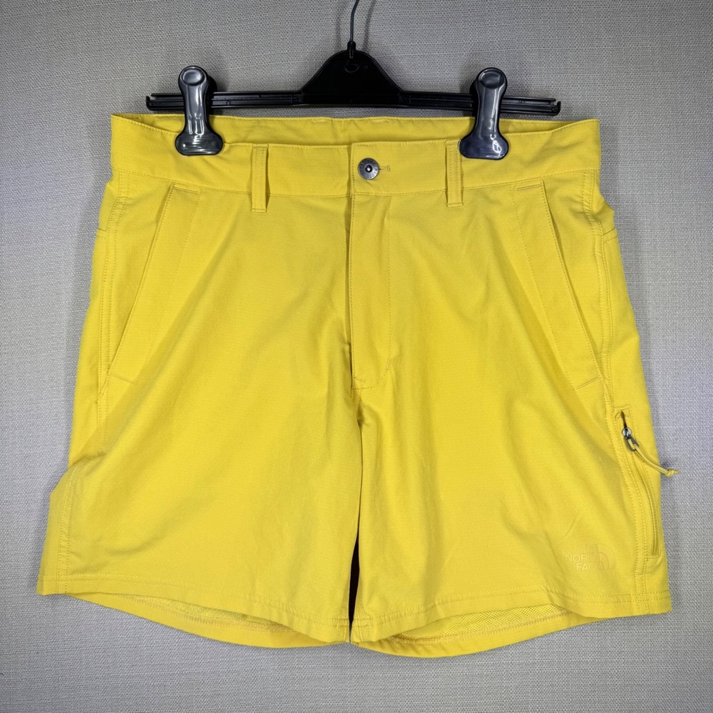 The North Face Mens Rolling Sun Yellow Shorts Stretch Outdoor Activewear Size 32